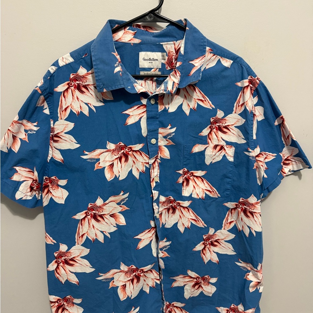 Goodfellow & Co Blue and Red Casual Button Down Shirt